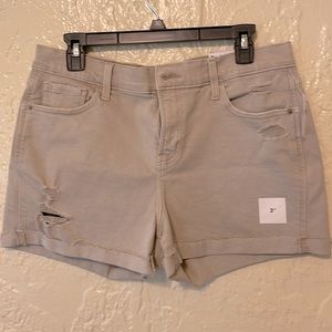 Boyfriend mid rise denim khaki shorts, Sz 12